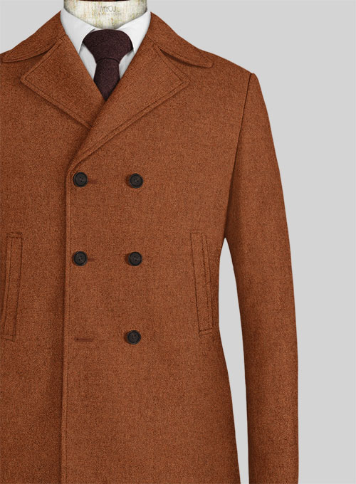 Melange Rust Tweed Pea Coat - Click Image to Close