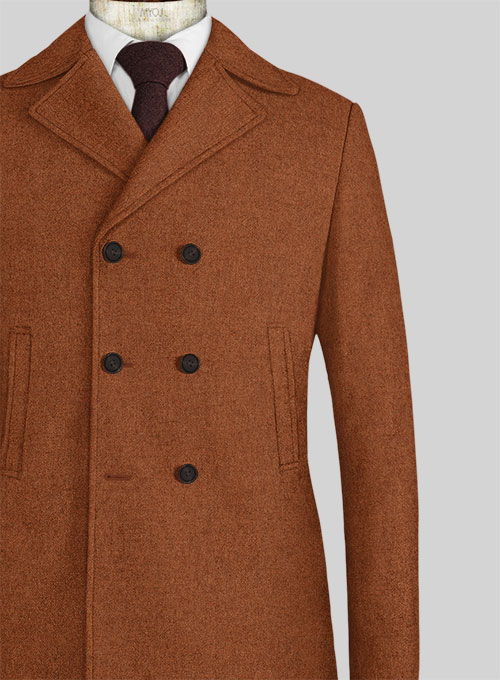 Melange Rust Tweed Pea Coat