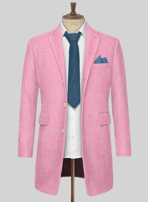 Melange Spring Pink Tweed Overcoat