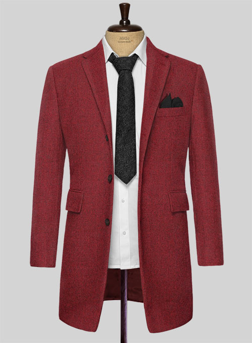Melange Titan Red Tweed Overcoat - Click Image to Close