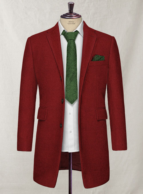 Melange Titan Red Tweed Overcoat - Click Image to Close