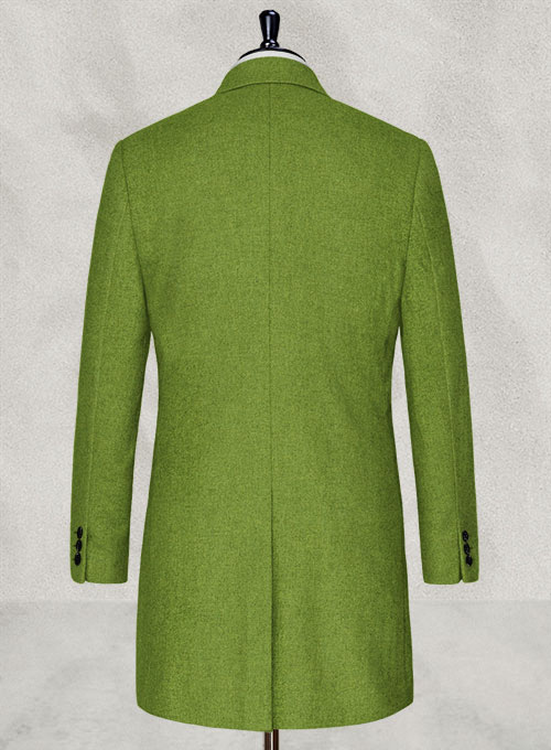 Melange Parrot Green Tweed Overcoat