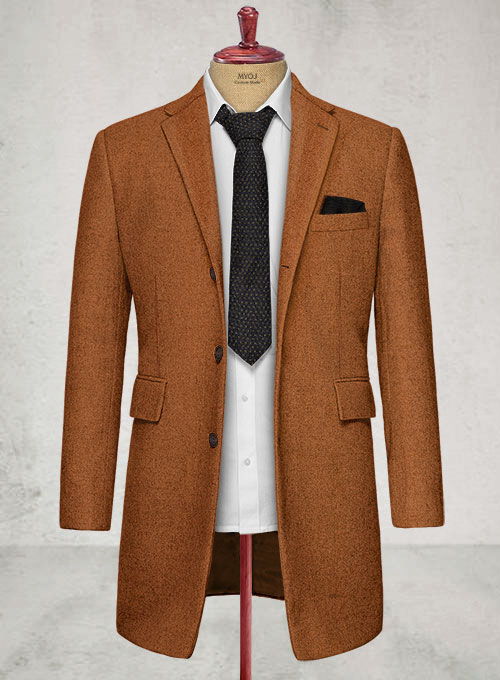 Melange Rust Tweed Overcoat - Click Image to Close