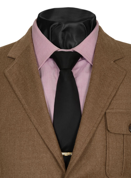 Mid Brown Flannel Wool Danish Style Sports Coat