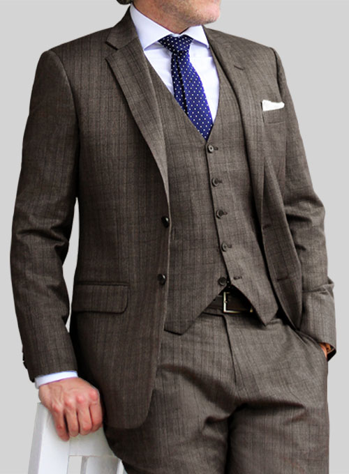 Napolean Ash Brown Dice Wool Suit