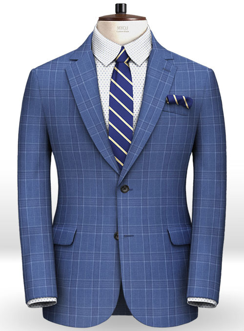 Napolean Azure Checks Wool Suit