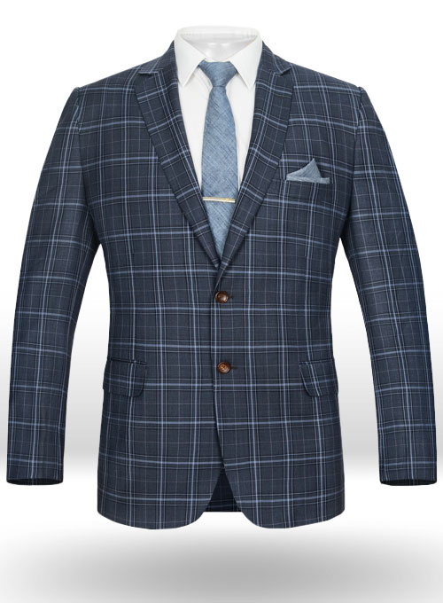 Napolean Blue Sienna Checks Wool Jacket : Made To Measure Custom Jeans ...