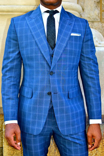 Napolean Blue Checks Wool Suit