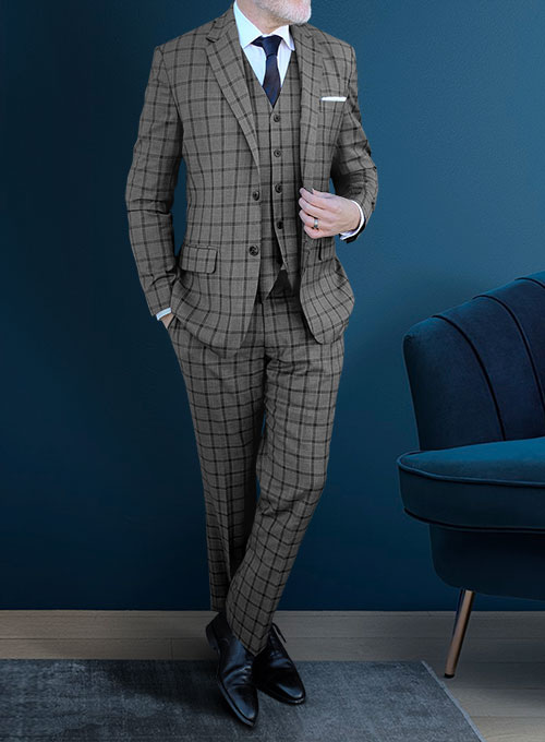 Napolean Tartan Gray Wool Suit