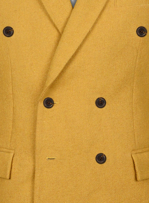 Naples Yellow Tweed Double Breasted Jacket - Click Image to Close