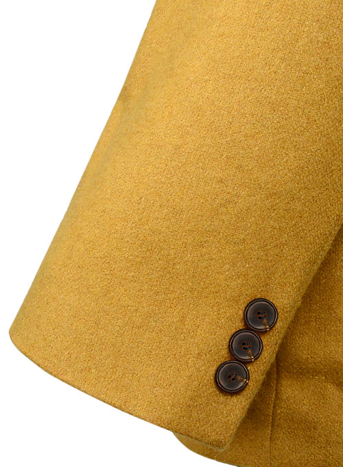 Naples Yellow Tweed Double Breasted Jacket - Click Image to Close