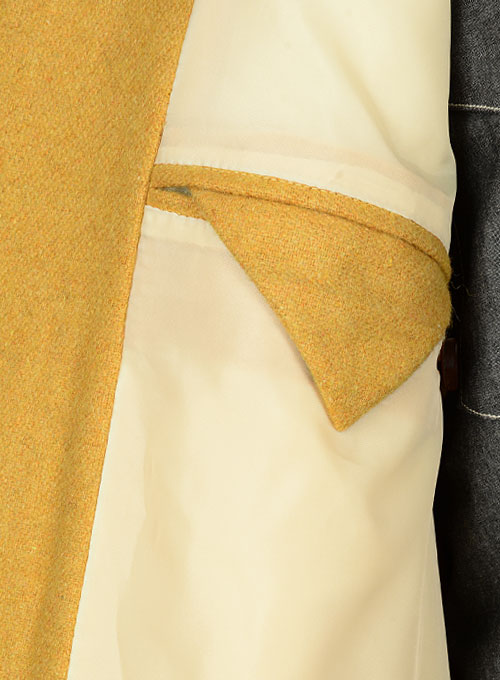 Naples Yellow Tweed Double Breasted Jacket - Click Image to Close