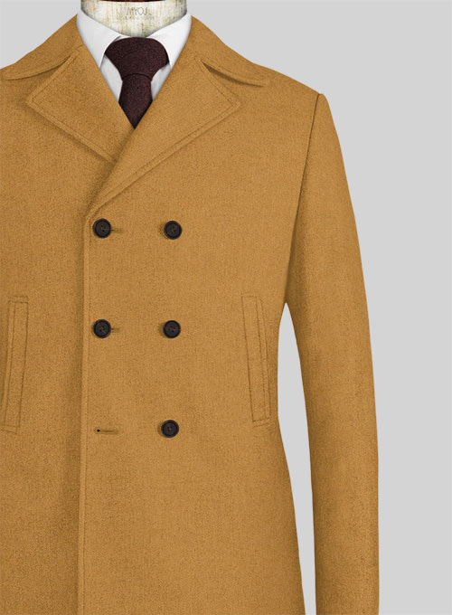 Naples Yellow Tweed Pea Coat - Click Image to Close