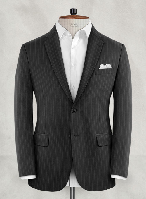 Napolean Windsor Black Stripe Wool Suit - Click Image to Close