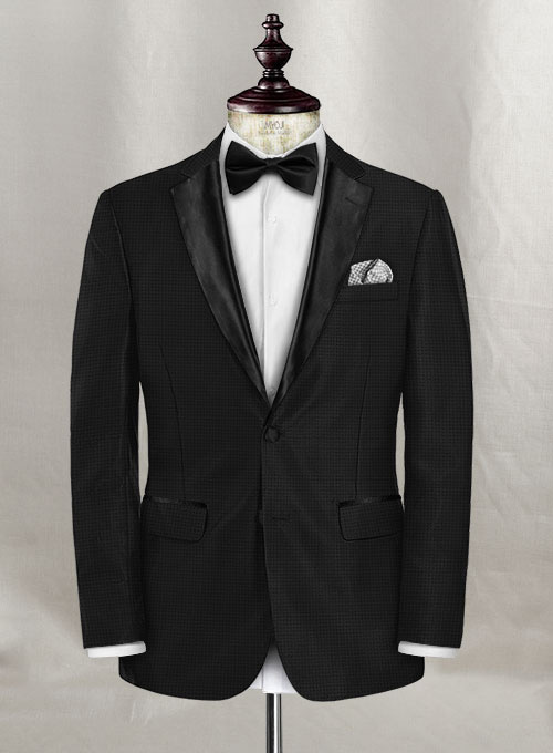 Napolean Black Square Wool Tuxedo Suit