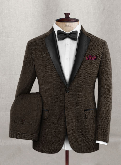 Napolean Brown Birdseye Wool Tuxedo Suit
