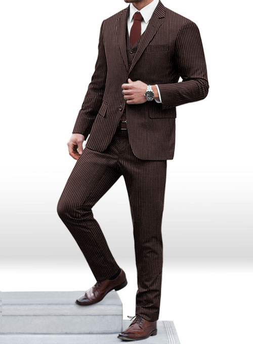 Napolean Brown Stripe Wool Suit