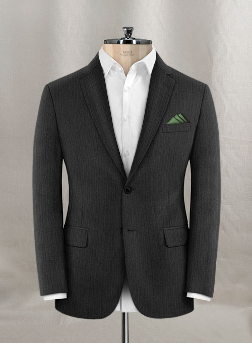 Napolean Charcoal Herringbone Wool Suit