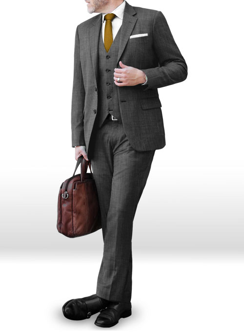 Napolean Dark Gray Pinhead Wool Suit