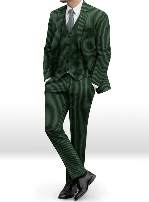 Napolean Green Stripe Wool Suit