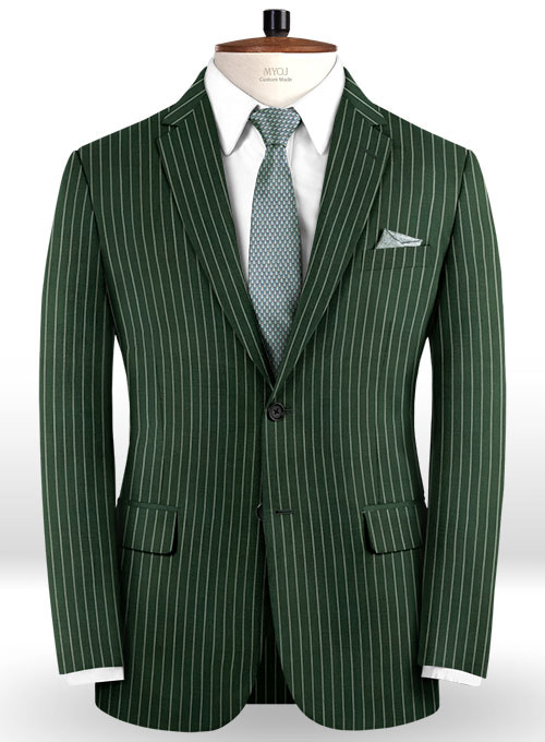 Napolean Green Stripe Wool Suit