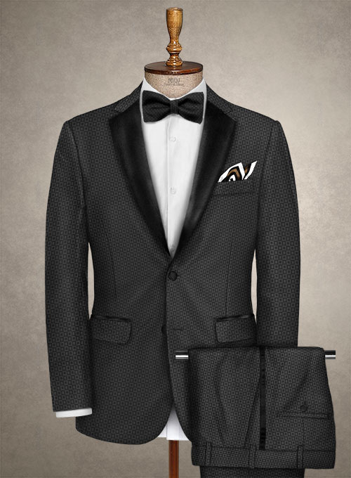 Napolean Black Checks Couture Wool Tuxedo Suit