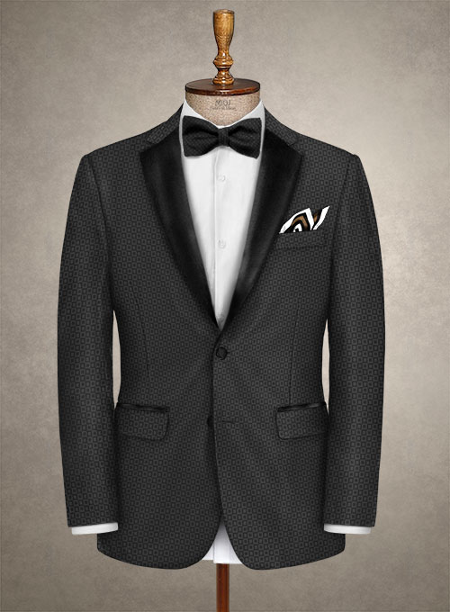 Napolean Black Checks Couture Wool Tuxedo Suit