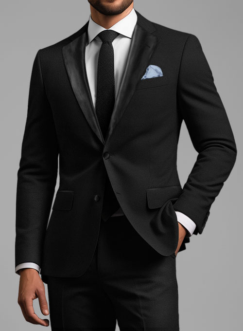 Napolean Black Wool Tuxedo Suit