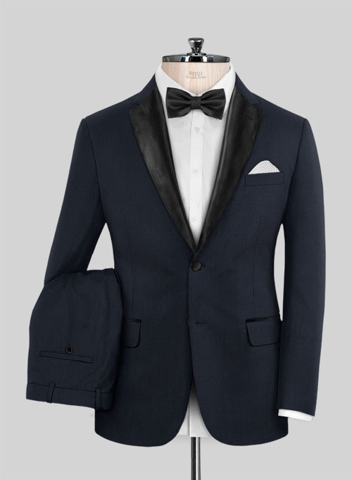 Napolean Dark Blue Wool Tuxedo Suit