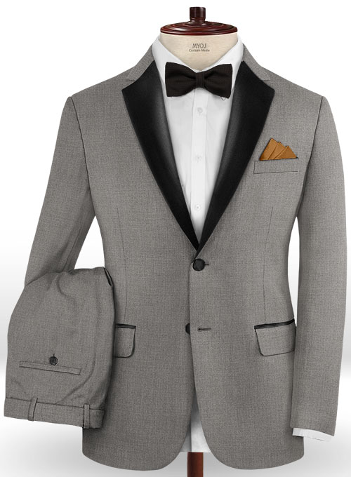 Napolean Flat Gray Wool Tuxedo Suit