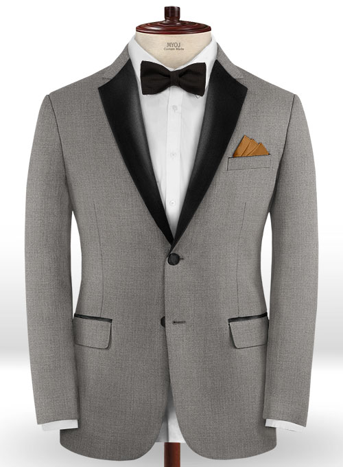 Napolean Flat Gray Wool Tuxedo Suit - Click Image to Close
