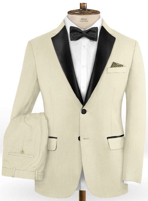 Napolean Light Beige Wool Tuxedo Suit