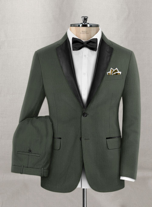 Napolean Military Green Wool Tuxedo Suit