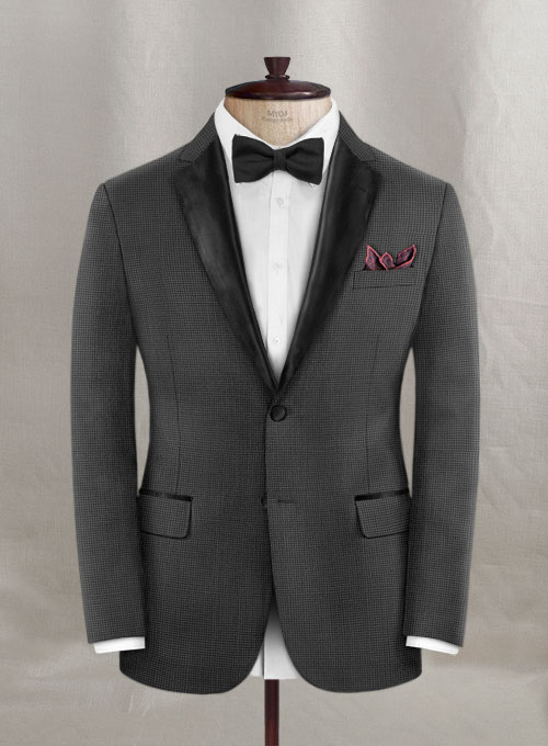 Napolean Mini Houndstooth Gray Wool Tuxedo Suit