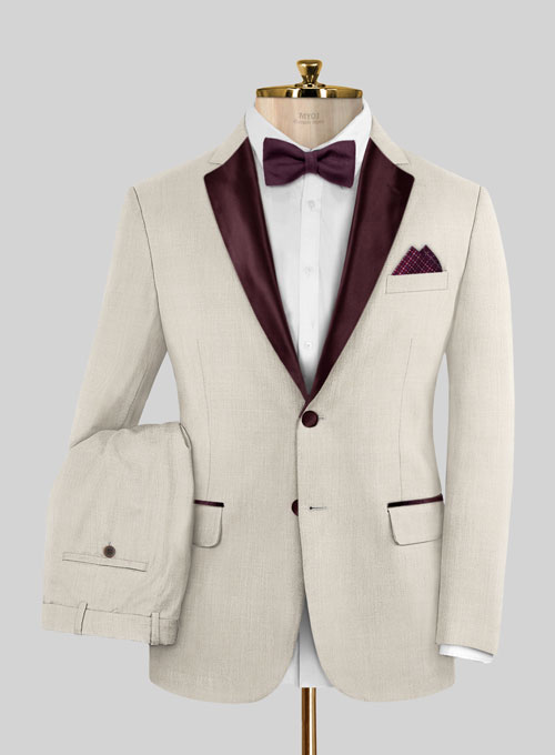 Napolean Muted Beige Wool Tuxedo Suit