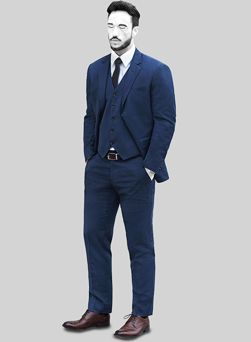 Navy Micro Textured Pure Wool Suit