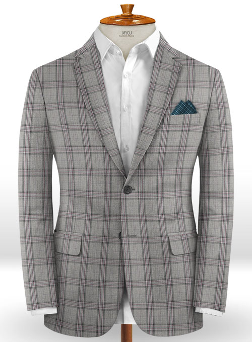 Grey Plaid Wool Suit