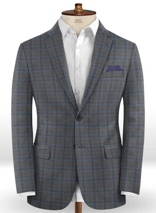 Napolean Sarcho Gray Blue Wool Suit - Click Image to Close