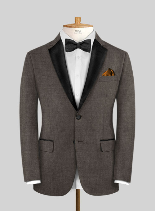 Napolean Sharkskin Brown Wool Tuxedo Suit