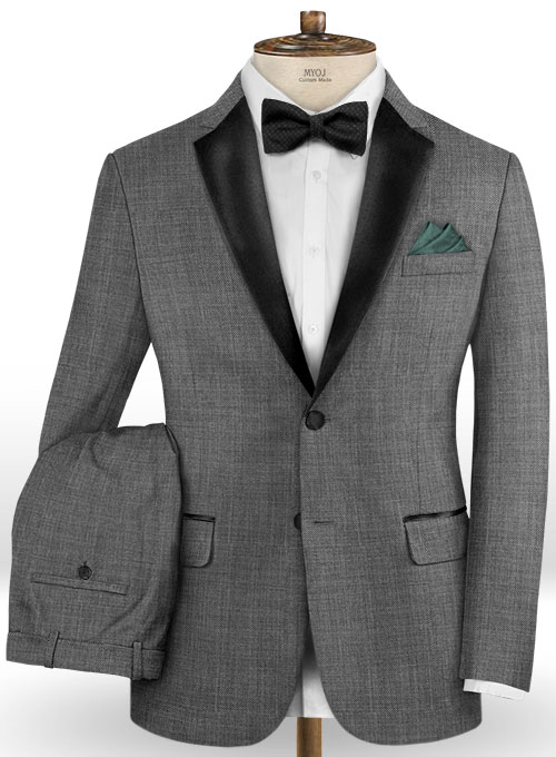 Napolean Sharkskin Gray Wool Tuxedo Suit