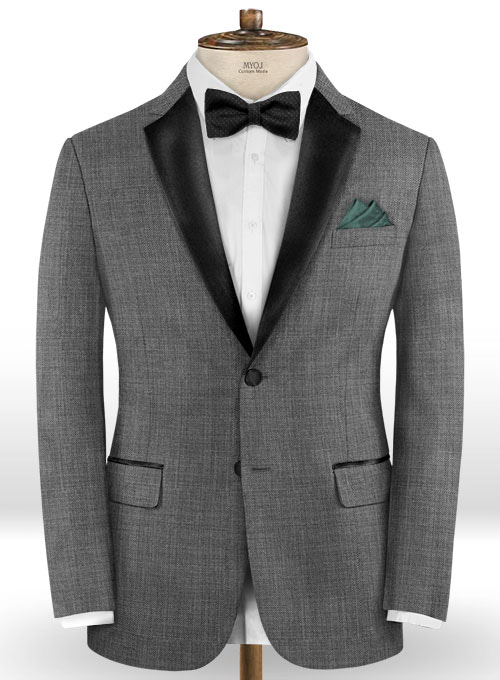 Napolean Sharkskin Gray Wool Tuxedo Suit