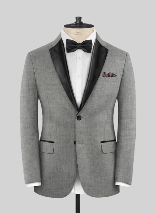 Napolean Sharkskin Light Gray Wool Tuxedo Suit