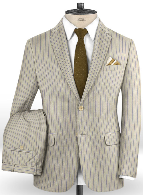 Napolean Stripo Fawn Wool Suit