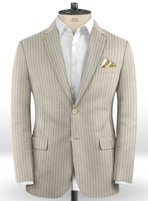 Napolean Stripo Fawn Wool Suit - Click Image to Close