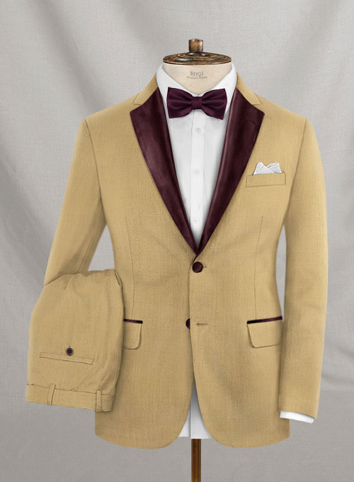 Napolean Khyber Khaki Wool Tuxedo Suit