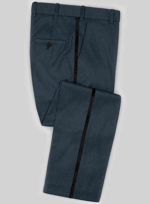 Napolean Flat Blue Wool Tuxedo Suit