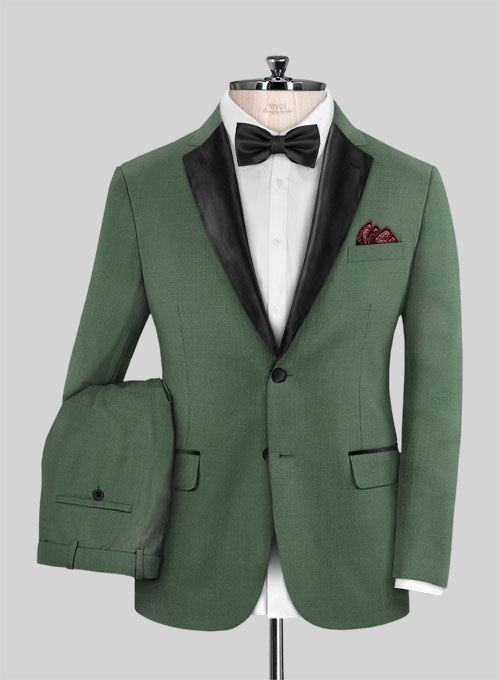 Napolean Moss Green Wool Tuxedo Suit