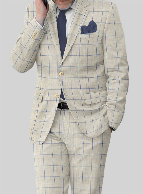 Napolean Pane Light Beige Wool Suit