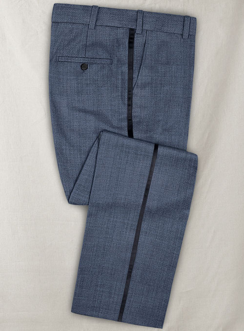 Napolean Sharkskin Slate Blue Wool Tuxedo Suit