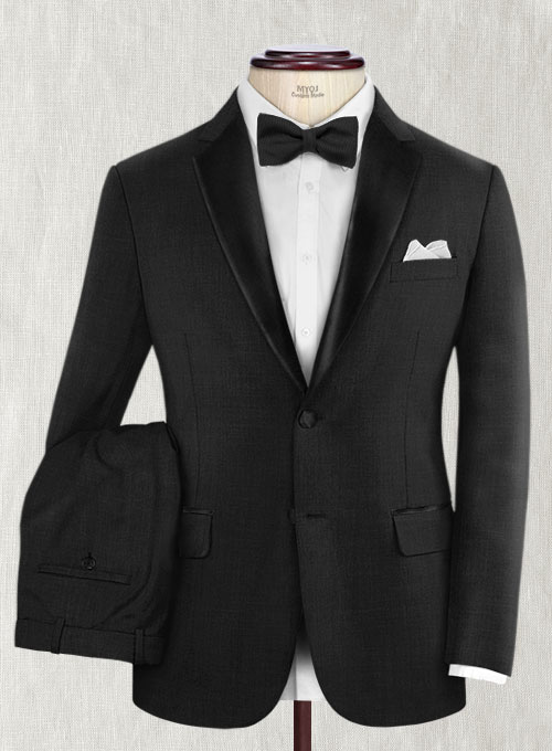 Napolean Stone Black Wool Tuxedo Suit